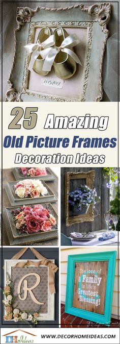 the 25 amazing old picture frames and decoration ideas are featured in this postcard collage