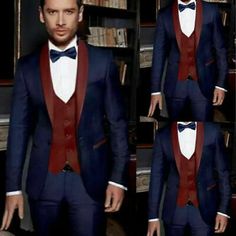 Navy Blue And Burgundy Tuxedo Wedding, Navy Blue And Burgundy Suit, Winter Vampire, Wedding Tuxes, Suits Navy Blue, Navy Blue Suit Wedding, Prom Jacket, Navy And Burgundy Wedding