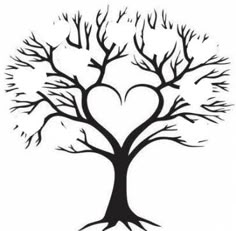 a heart shaped tree with no leaves and bare branches, on a white background illustration