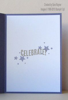 a card with the word celebrate written in gold on it, and stars around it