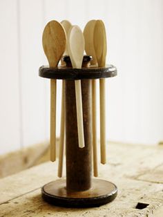 wooden spoons and spatulas in a holder