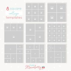 the 8 square collage templates for photoshopping