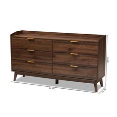 Baxton Studio Lena Mid-Century Modern Walnut Brown Finished 6-Drawer Wood Dresser FredCo theFredCo Dresser Brown, Chest Cabinet, Brown Dresser, Walnut Dresser, Mid Century Dresser, Wood Storage Cabinets, Wood Tones, Wood Dresser, Baxton Studio