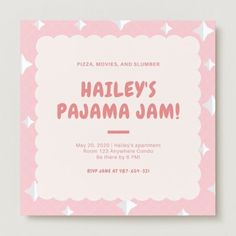 a pink and white card with stars on it