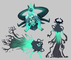 the concept art for an upcoming animated game, demon girl with horns and long hair