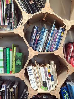 a book shelf filled with lots of books