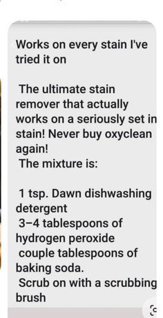 the text reads, works on every stain i've tried it on remove that actually set in stain never buy oxicles again