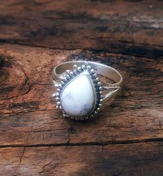 White Turquoise Ring, Howlite Jewelry, Howlite Ring, White Howlite Ring, Rear stone ring, Gifts for her, Solid Silver Ring, Designer Jewelry, Statement ring, Wedding Ring, Water Drop Stone ring, White Marble ring, White Stone Jewelry, Anniversary Gifts, Boho Ring, Hippie Jewelry, One of a kind ring, Minimalist Jewelry, bohemian jewelry, White Marble Ring, Handcrafted Ring Note: 100% Natural White Howlite Gemstone and 92.5% sterling silver metal. We customized the ring according to you birthstone White Teardrop Sterling Silver Rings, White Natural Stones Jewelry For Promise Ring, White Gemstone Open Ring, White Gemstone Teardrop Ring, White Crystal Promise Ring With Stone Setting, White Turquoise Ring For Anniversary, White Teardrop Gemstone Ring, Nickel Free White Round Ring, Silver Teardrop Rings With Spiritual Style