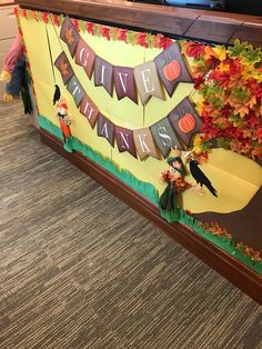 a thanksgiving themed display in an office