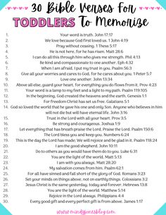 the 30 bible verses for toddlers to mementoise with pink and blue background