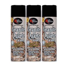 three bottles of granite quartz cleaner