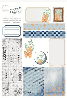 paper pad with butterfly and moon designs on it, including the words'freebie '