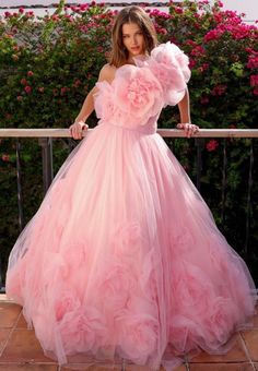 Cloud Dress Gowns, Floor Touch Gown, 3d Rose Dress, Tulle Flower Dress, Rose Petal Dress, Shoulder Shawl, Layered Gown, Organza Gown, Ruffled Gown