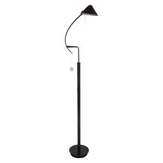 a black floor lamp on a white background