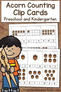 an acorn counting clip cards for preschool