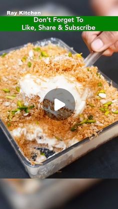 someone cutting up food in a pan with the words don't forget to like, share & subcribe