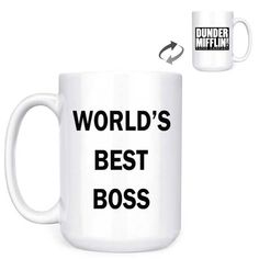 PRICES MAY VARY. 【Perfect Gift】 This is a hilariously funny boss mug.The perfect present that suits any birthday, celebration or simply because you have to tell your loved one how much you care.This is really a symbol of success. 【Double Sided Printing & No Fade Ink】Worlds Best Boss Mug with high-definition printing on both sides, perfect for right or left-handed users. High-quality screen printed images are fired under high heat for a high gloss permanent finish, and will not peel off or fade a Funny Boss Mugs, The Office Mugs Funny, Seinfeld Coffee Mug, Best Boss Mug, Boss Humor, Worlds Best Boss, Boss Mug, Best Boss, Dunder Mifflin