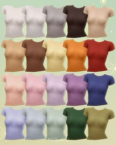 an image of different colored shirts on display