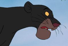 an animated black panther with its mouth open