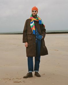 Introducing the new season Drake's lookbook, captured on the empty beaches of South East England. Raglan Sleeve Coat, Raglan Coat, Queer Clothes, South East England, Natural Clothing, Winter Lookbook, Street Style Outfits Men, Men Stylish Dress, Stylish Boys