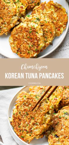 Korean Tuna Pancakes (Chamchijeon) Quick Tuna Recipes, Tuna Pancakes, Tuna Fritters, Easy Tuna Recipes, Koreansk Mad, Healthy Tuna Recipes, Tuna Dinners, Recipes Chili, Pasta Bread