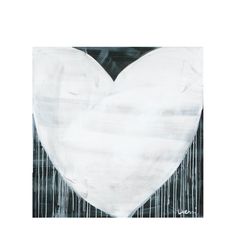 a white heart on a black and white background with water droplets coming out of it