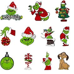 the grino christmas stickers are all different colors