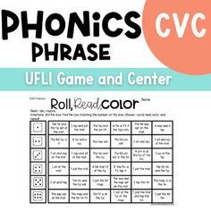 a printable game with the words phonics phase on it and an image of a