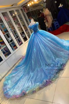 Cinderella Live Action Cinderella Dress Disney Princess - Etsy Fairytale Blue Dresses For Debutante Ball, Blue Fairytale Tulle Ball Gown, Light Blue Fairytale Dress For Party, Blue Fairytale Tulle Dress, Light Blue Fairytale Party Dress, Fitted Blue Fairy Dress, Blue Fairytale Style Fairy Dress For Party, Big Blue Dress, Big Prom Dress