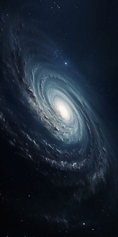 an artist's impression of a spiral galaxy with stars in the background and blue sky