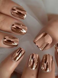 Color: ChampagneNail Shapes: SquareType: Bare NailsPattern Type: PlainBatteries Included: NoPress On Nails Material: ABS Mirror Nails, Fancy Nails Designs, Gold Nail, Colorful Nails, Shiny Nails, Burgundy Nails, روتين العناية بالبشرة, Nail It