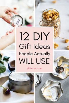 some pictures with words that say, 12 diy gift ideas people actually will use