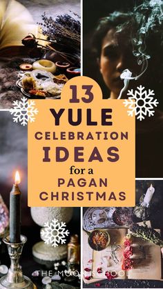 a collage of photos with candles, books and other items for christmas celebrations on them