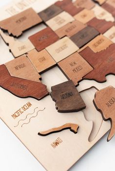 a wooden map of the state of california