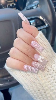 Quartz Nails, Small Nails, Winter Nails Acrylic, Nails Salon, Girly Acrylic Nails, French Acrylic Nails, Waste Of Time, Acrylic Nails Coffin Pink, Long Square Acrylic Nails