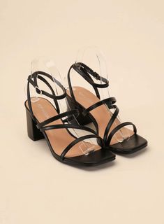 These low heels add a cool, modern edge to any outfit. With a square, open toe and a stylish block heel, these versatile sandals are a must-have for your summer wardrobe. The elegant strappy look will instantly elevate any look. Type: Sandals Pattern type: Solid Style: Chic Toe: Square, open toe Heel height: Low heels Heel shape: Block heels Material: Synthetic Imported Heels With Small Heel, Prom Heels Low, Open Shoes, Small Heels, Ball Shoes, Black Heels Low, Trendy Heels, Block Sandals, Short Heels