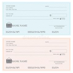 two check cards with an image of a bank building on the front and back royalty illustration