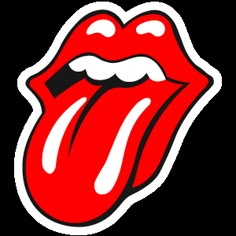 the rolling stones'tongue is shown in red and white, as if it were painted on