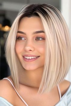 Long Bob Hairstyles Straight Fine Hair, Blonde Lob Haircut, Blonde Lobs, Long Bob Hairstyles Straight, Long Lob, 2024 Haircut, Chunky Blonde Highlights, Women's Haircuts, Women Haircut