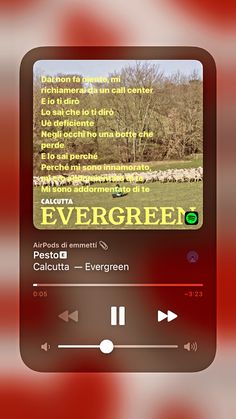 an mp3 player with the words evergreen on it's screen and other audio features