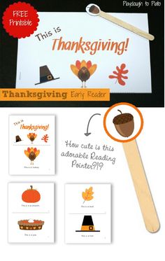 {Thanksgiving Mini-Reader Download} Is that acorn pointer adorable or what?!? Love the simplicity of this... Reading Pointers, November Ideas, Thanksgiving Gathering, Thanksgiving School, Thanksgiving Classroom, Thanksgiving Preschool, Fall Preschool, Thanksgiving Theme, Free Thanksgiving