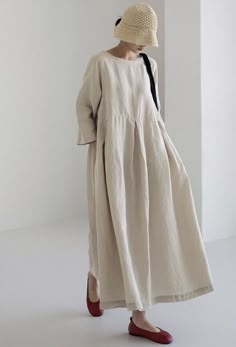 Long A Line Skirt, Cotton Linen Dresses, Cotton Dress Summer, Solid Color Dress, Linen Maxi Dress, Long Sleeve Midi Dress, Summer Cotton