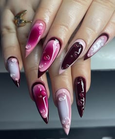 Jelly Nail Colors, Unique Red Nails, Red And Purple Nails, Jelly Stickers, Gel X Nails, Nails Unique, Nail Art Gel, Blush Nails, Color Nails