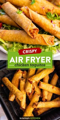 crispy air fryer chicken taquitos on a plate