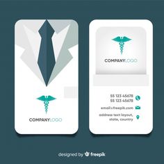 business card with medical symbol on the front and back, for company logo or identity