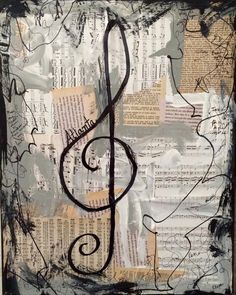 "Music teacher, Elexa, of Lexicon of Love hand creates each piece in the shop in Atlanta. \"Treble Clef\" is an original art piece inspired by Elexa's city. The wall art is a wonderful music art for a music teacher, musician, singer, or instrumentalist. This original painting shown in the pictures is on canvas and uses sheet music, vintage book pages, acrylic paints, and black sharpie. The original art canvas shown in the picture measures 8x10 inches. Elexa can recreate this painting to be any of the sizes she offers such as 9x12, 11x14, 12x16, 16x20 and 18x24. Paintings are always received in clear sealed wrapping against a hard card stock with a small artist biography card included." Treble Clef Art, Sheet Music Vintage, Musical Theater Gifts, Painting Teacher, Wedding Wall Art, Sheet Music Art, Musical Gift, Love Hand, Music Teacher Gifts