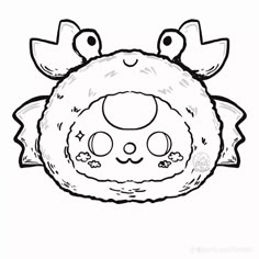 a black and white drawing of a monster with two eyes on it's head