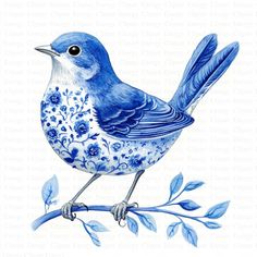 Blue Bird Tattoo, Bluebird Tattoo, Birds Clipart, Blue Delft, Bird Clipart, Dutch Art, Bird Tattoo, Vintage Tree, Acrylic Painting Techniques