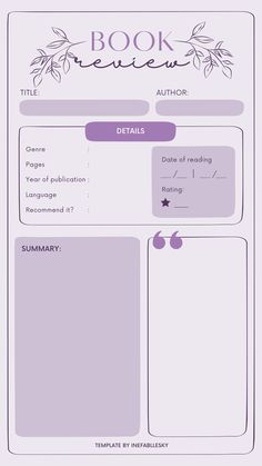 the book review page is shown in purple