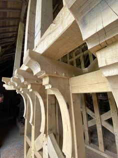 the unfinished wooden structure is ready to be built and put on display in the shop